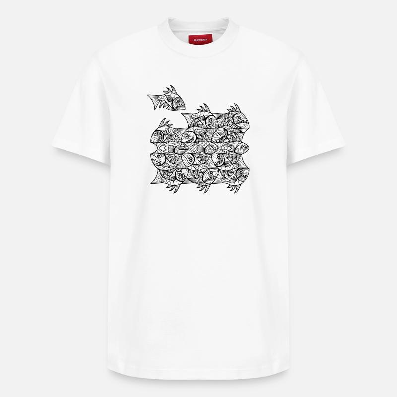 Poissons Escher - T-shirt unisexe décontracté en coton Supima – de SPREAD - blanc