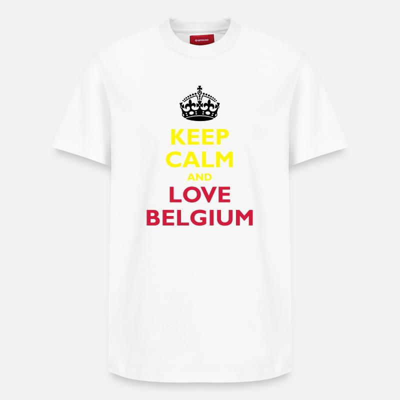 Keep Calm & Love Belgium - T-shirt unisexe décontracté en coton Supima – de SPREAD - blanc