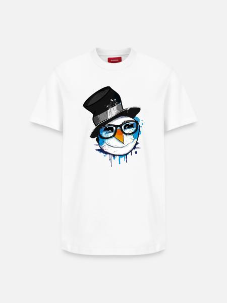 Snowman with nerd glasses - Relaxed Unisex Supima Cotton T-Shirt – by SPREAD - white