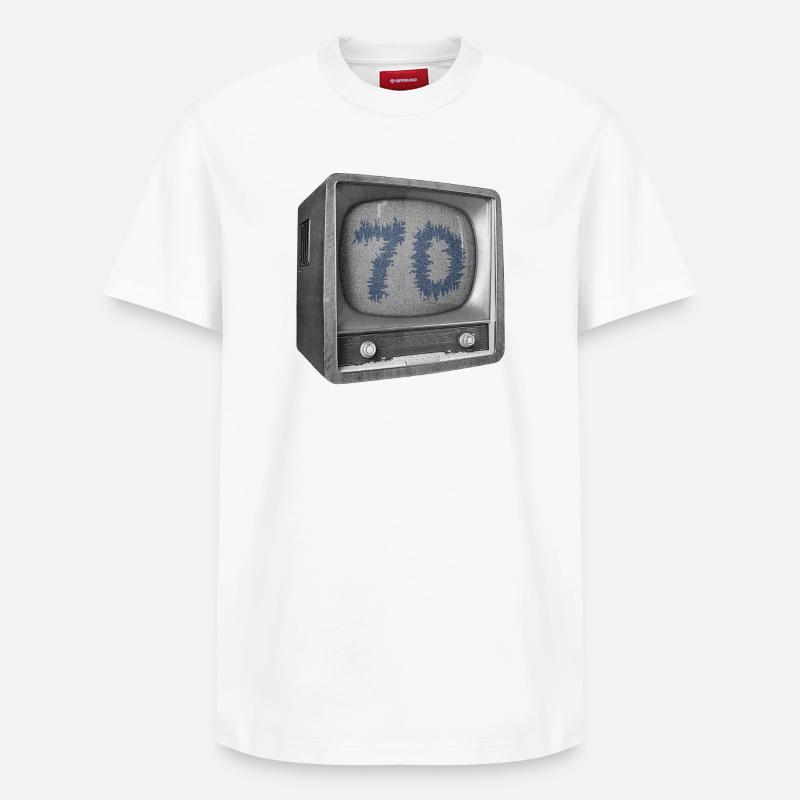 Anniversaire - 70 ans - TV - T-shirt unisexe décontracté en coton Supima – de SPREAD - blanc
