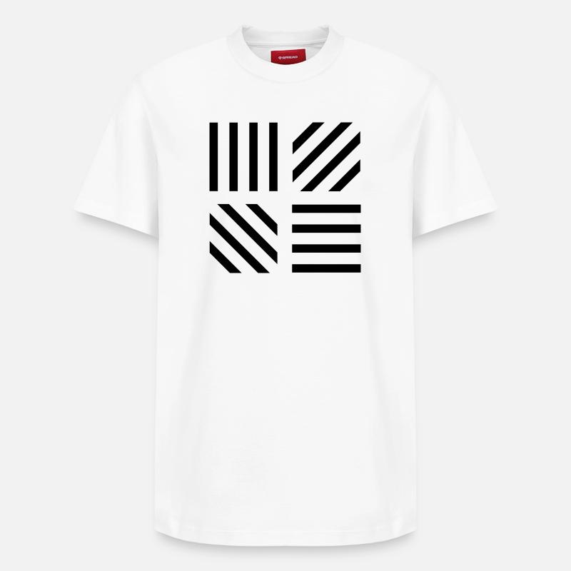 motif graphique de rayures - T-shirt unisexe décontracté en coton Supima – de SPREAD - blanc