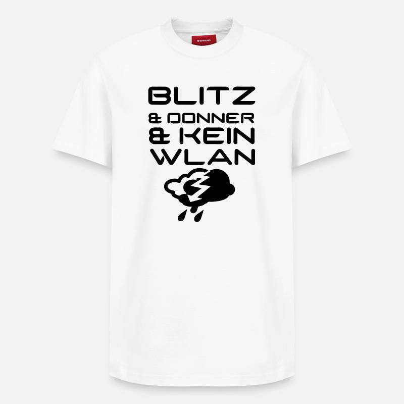 Blitz & Donner & kein WLAN Geschenk - Relaxed Unisex Supima Cotton T-Shirt – von SPREAD - Weiß