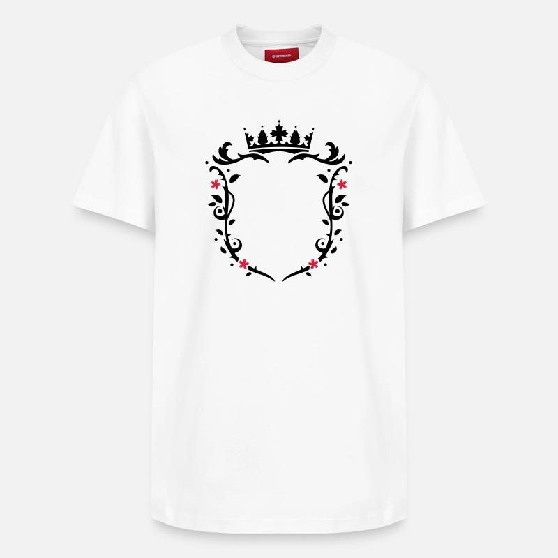 florales Wappen mit Krone - Relaxed Unisex Supima Cotton T-Shirt – von SPREAD - Weiß