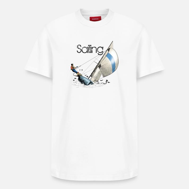 Sailing - Relaxed Unisex Supima Cotton T-Shirt – von SPREAD - Weiß