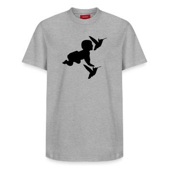 Baby Birds Birds Child Birth Parents Gift - T-shirt unisexe décontracté en coton Supima – de SPREAD - blanc - Devant - AI Model Female 172 dark (172cm) & AI Model Male 185 dark (185cm)