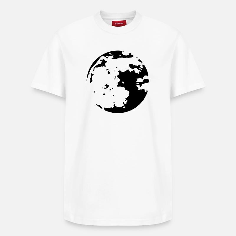Mond Stencil - Relaxed Unisex Supima Cotton T-Shirt – von SPREAD - Weiß