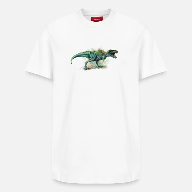 Dinosaur - T-shirt unisexe décontracté en coton Supima – de SPREAD - blanc