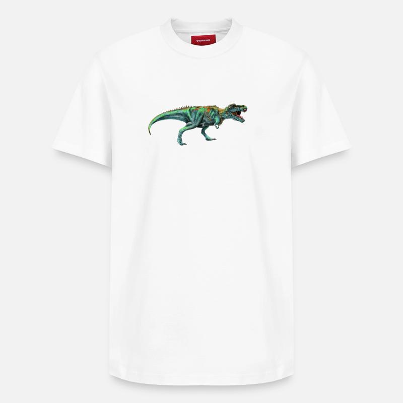 Dinosaur - T-shirt unisexe décontracté en coton Supima – de SPREAD - blanc