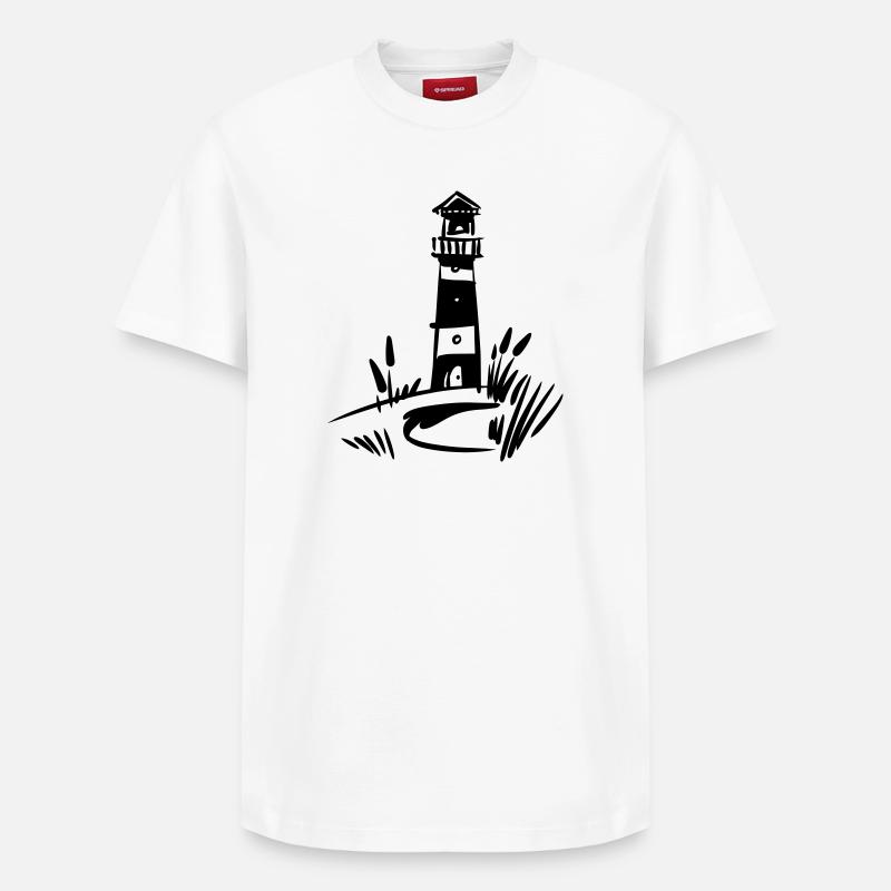 Leuchtturm Design klassisch - Relaxed Unisex Supima Cotton T-Shirt – von SPREAD - Weiß