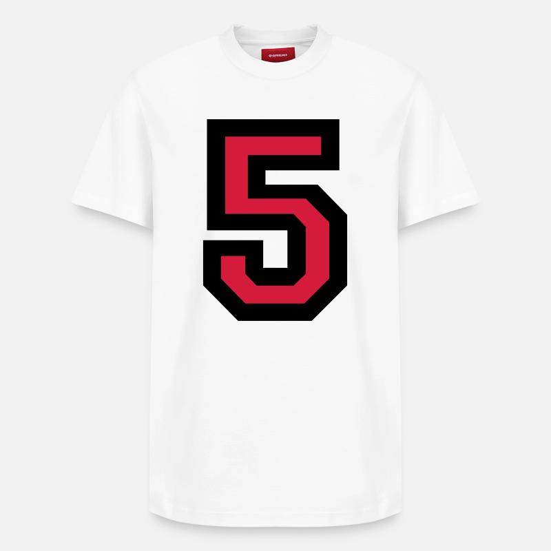 Numéro cinq - le numéro 5 - T-shirt unisexe décontracté en coton Supima – de SPREAD - blanc