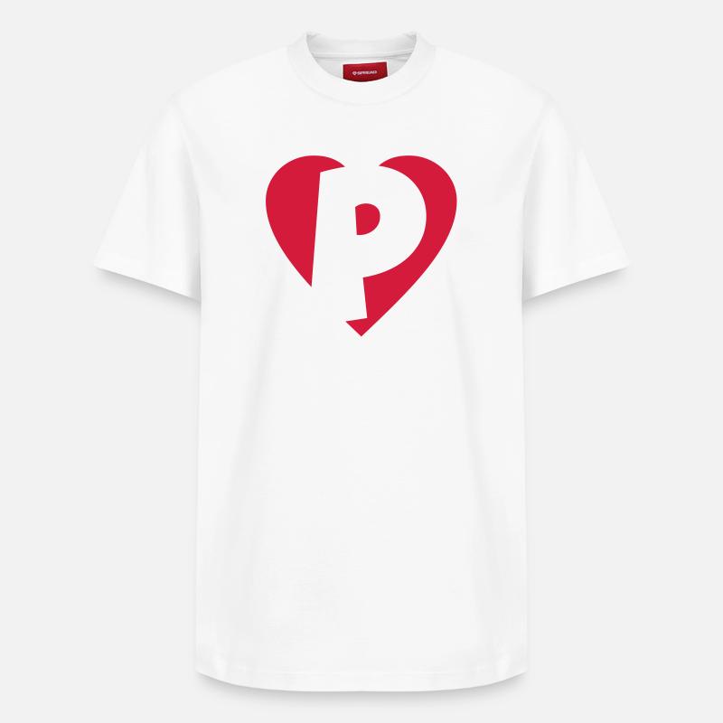 Cœur P - J'aime P - T-shirt unisexe décontracté en coton Supima – de SPREAD - blanc