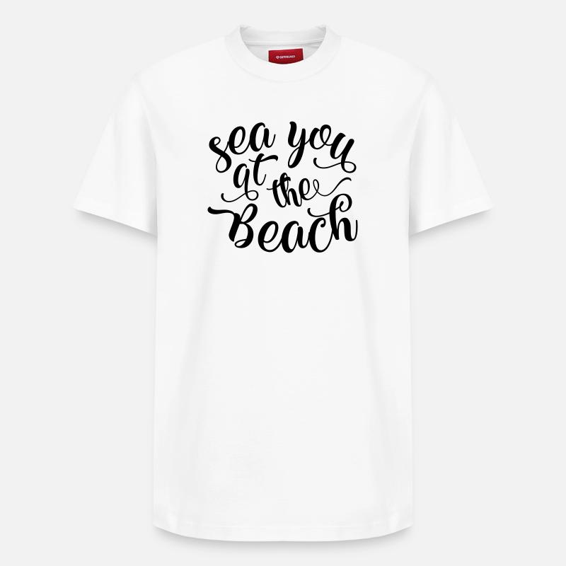 A bientôt sur la plage - T-shirt unisexe décontracté en coton Supima – de SPREAD - blanc
