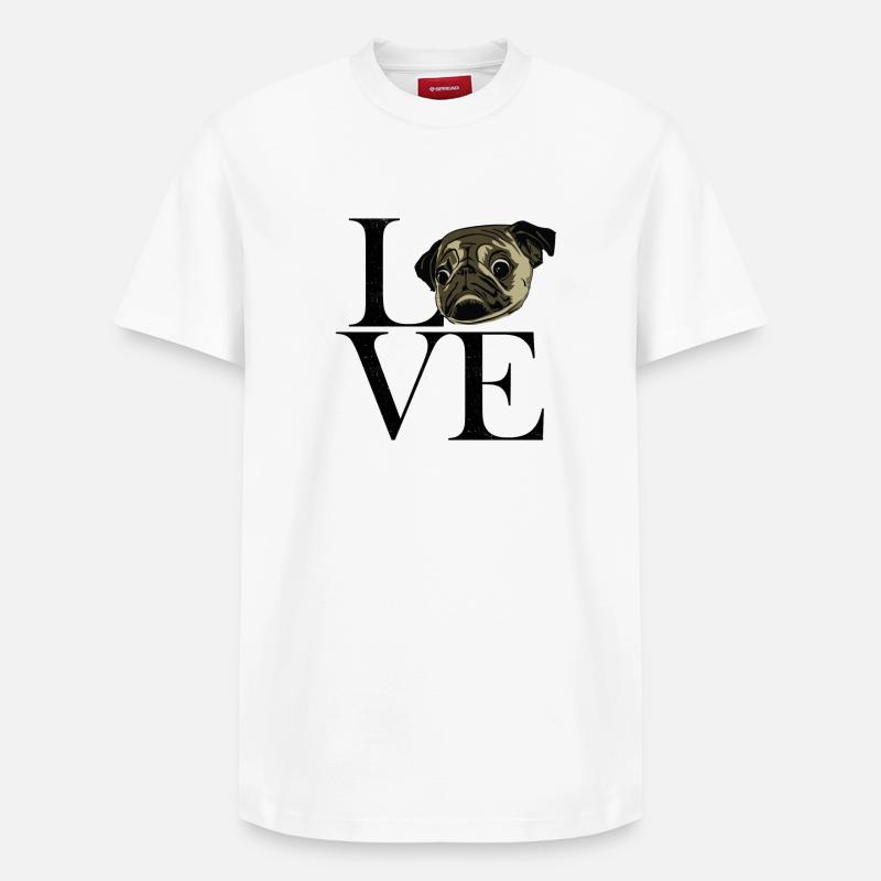 Mops black - Relaxed Unisex Supima Cotton T-Shirt – von SPREAD - Weiß