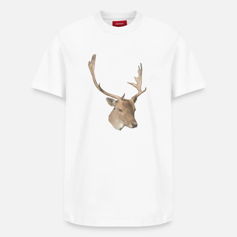 Hirschkopf - Relaxed Unisex Supima Cotton T-Shirt – von SPREAD - Weiß