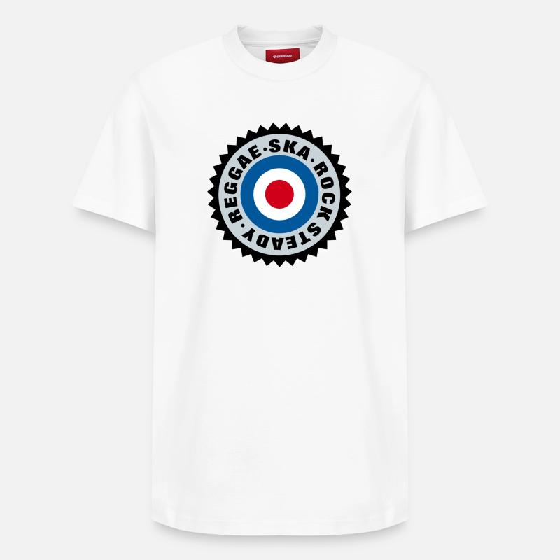 Ska, Rock Steady, Reggae Mod Target - Relaxed Unisex Supima Cotton T-Shirt – von SPREAD - Weiß