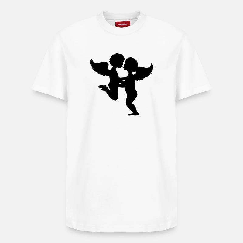 Deux anges baiser - T-shirt unisexe décontracté en coton Supima – de SPREAD - blanc