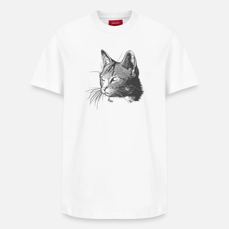 Chat - T-shirt unisexe décontracté en coton Supima – de SPREAD - blanc