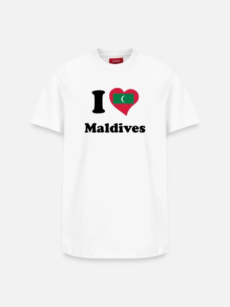I love Maldives - Io amo Maldive - T-shirt unisex con vestibilità rilassata in cotone Supima – di SPREAD - bianco
