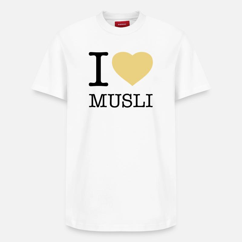 J’AIME MUESLI Muesli - T-shirt unisexe décontracté en coton Supima – de SPREAD - blanc