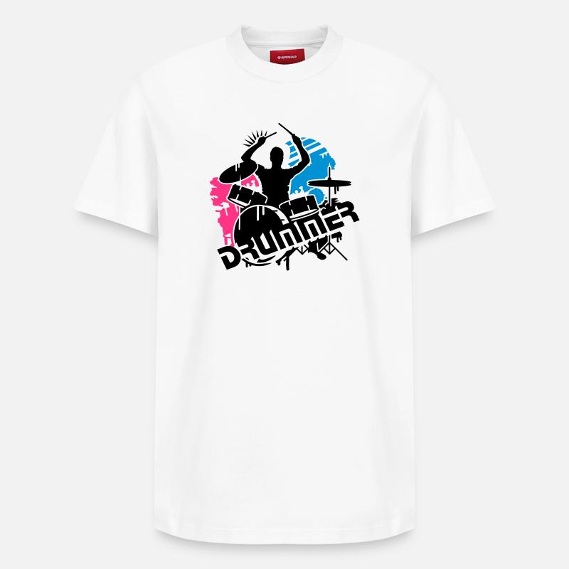 Un batteur et sa batterie - T-shirt unisexe décontracté en coton Supima – de SPREAD - blanc