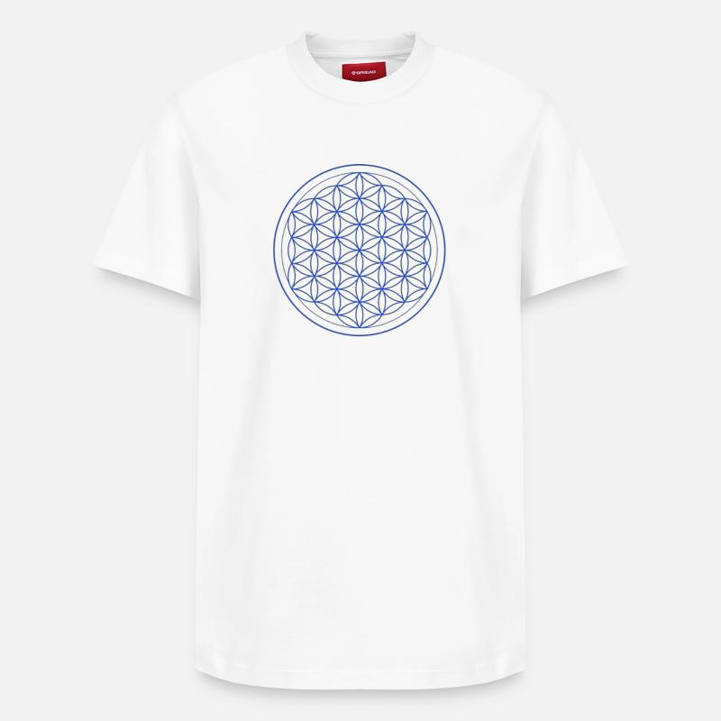 Cercle Bleu Jaune Fleur de Vie - T-shirt unisexe décontracté en coton Supima – de SPREAD - blanc
