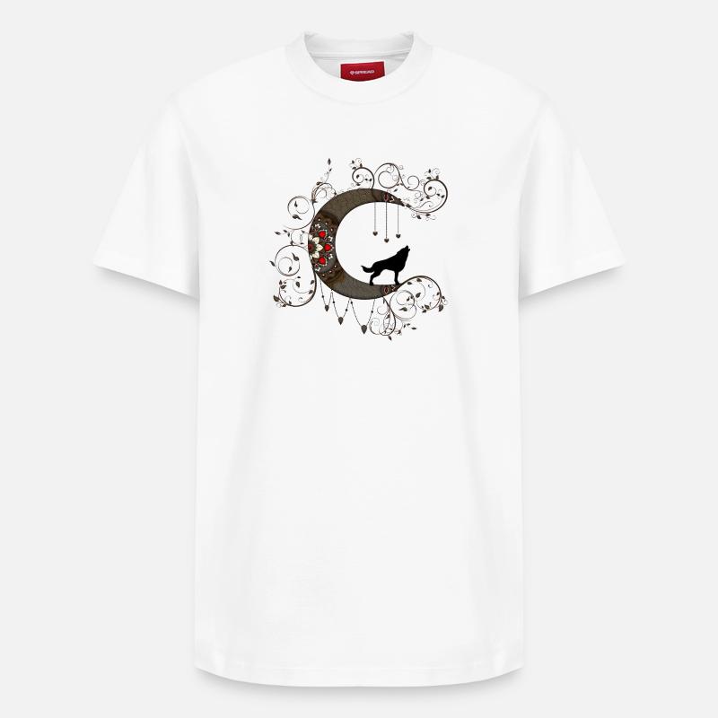 Merveilleuse lune avec le loup - T-shirt unisexe décontracté en coton Supima – de SPREAD - blanc