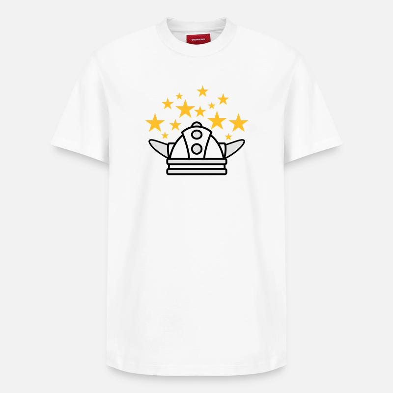 Wikinger Helm Idee - Relaxed Unisex Supima Cotton T-Shirt – von SPREAD - Weiß