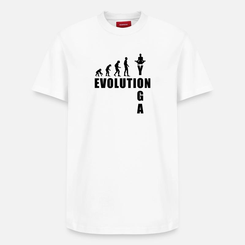 EVOLUTION Yoga Meditation Geschenk - Relaxed Unisex Supima Cotton T-Shirt – von SPREAD - Weiß