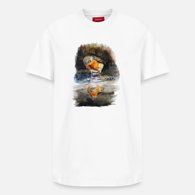 Rotkehlchen - Relaxed Unisex Supima Cotton T-Shirt – von SPREAD - Weiß