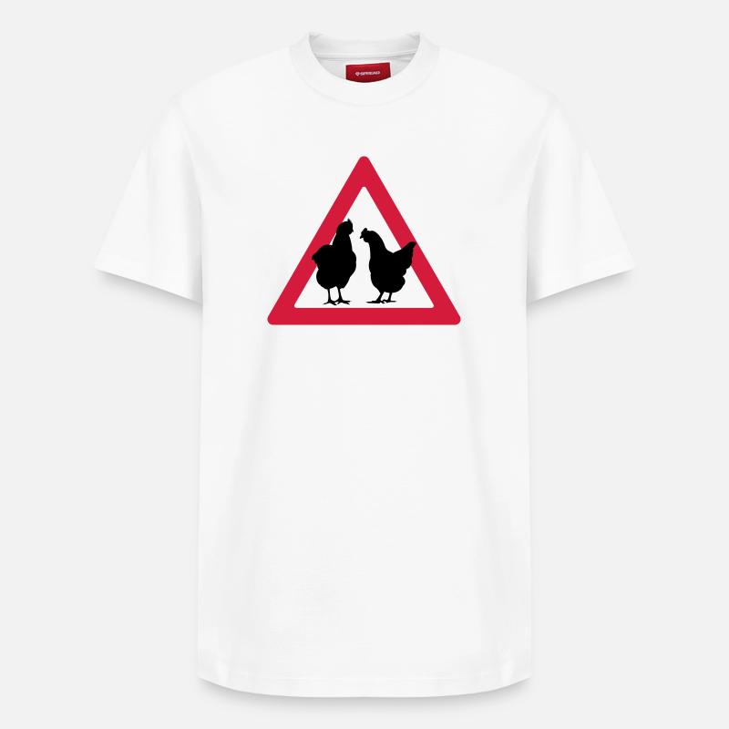 Attention, partie de poule - T-shirt unisexe décontracté en coton Supima – de SPREAD - blanc