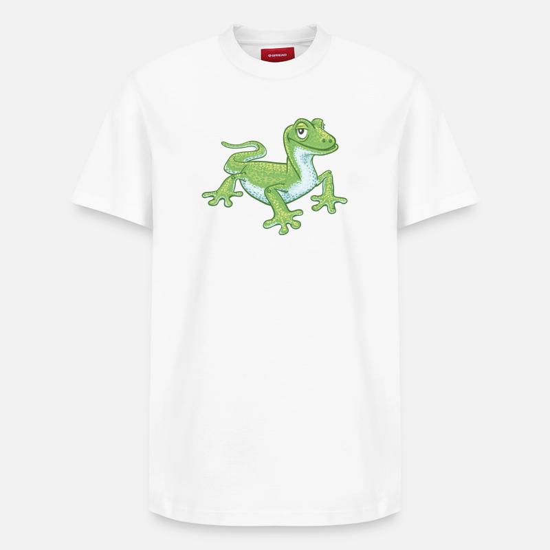 gecko vert - T-shirt unisexe décontracté en coton Supima – de SPREAD - blanc