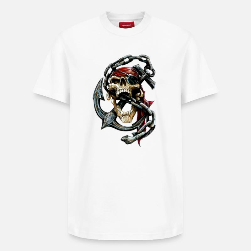 Crâne navigant - T-shirt unisexe décontracté en coton Supima – de SPREAD - blanc