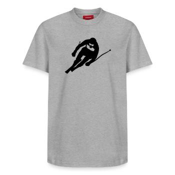 Ski - Relaxed Unisex Supima Cotton T-Shirt – von SPREAD - Weiß - Vorne - AI Model Female 172 dark (172cm) & AI Model Male 185 dark (185cm)