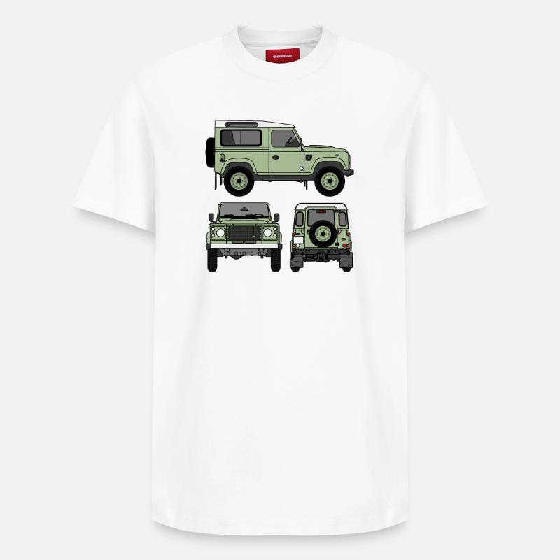 Defender 90 - Seiten - Relaxed Unisex Supima Cotton T-Shirt – von SPREAD - Weiß