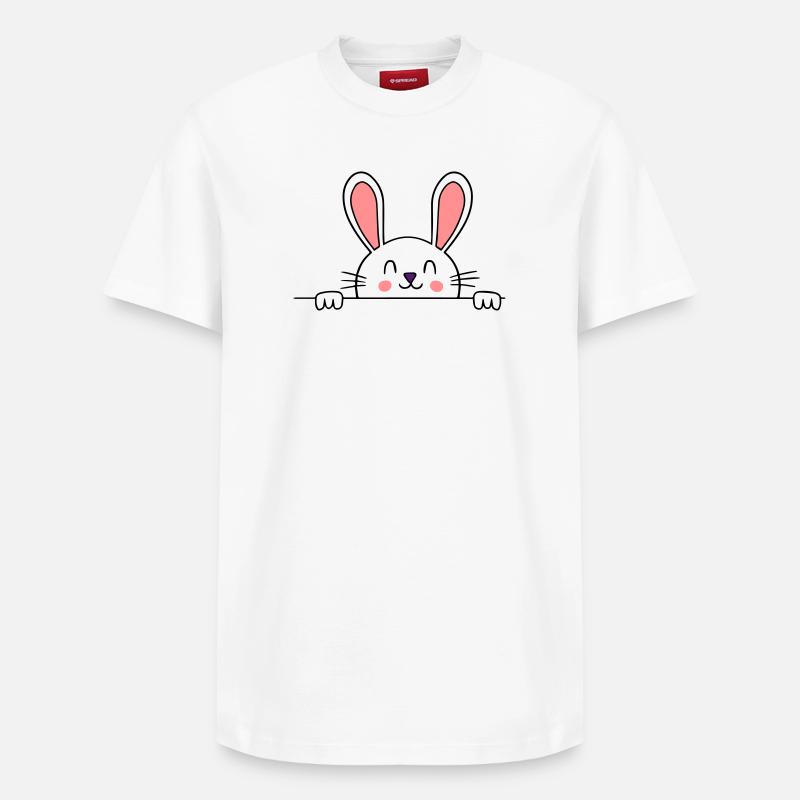 Bunny Rabbit Happy - Relaxed Unisex Supima Cotton T-Shirt – by SPREAD - white
