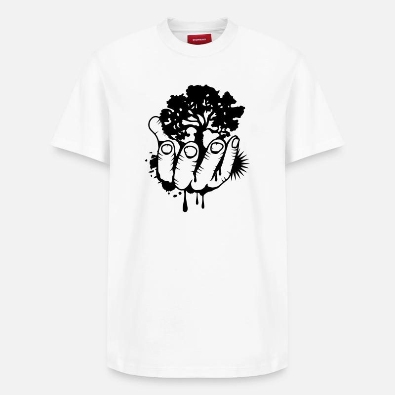 Ein Baum in einer Hand - Relaxed Unisex Supima Cotton T-Shirt – von SPREAD - Weiß