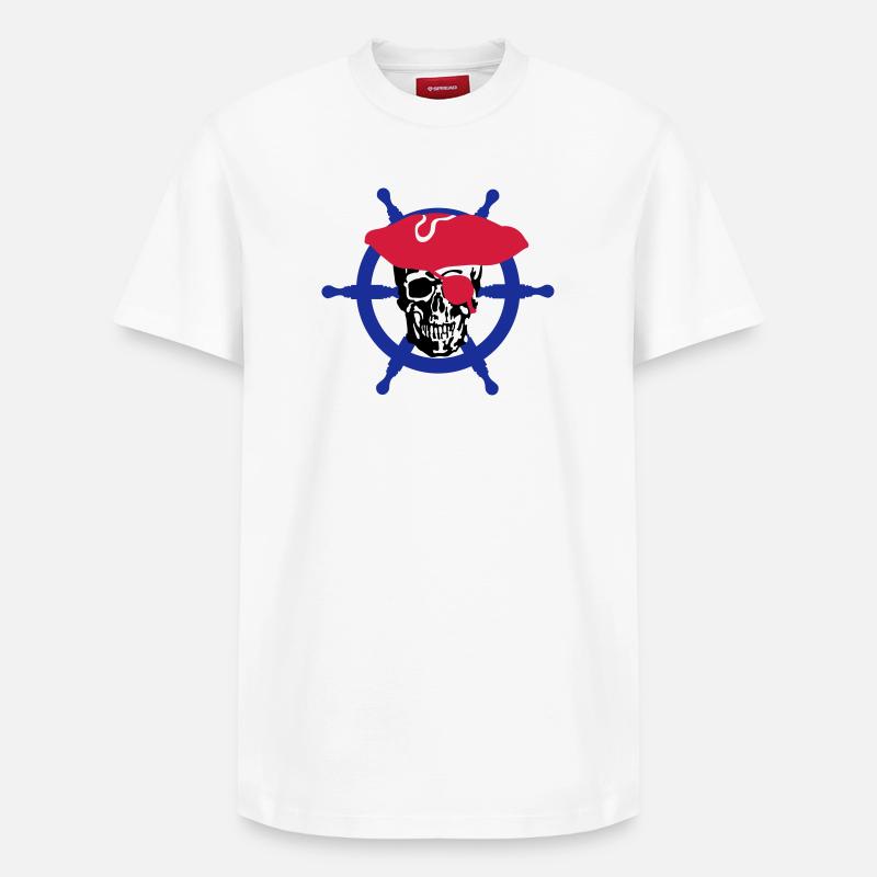 skull pirate - T-shirt unisexe décontracté en coton Supima – de SPREAD - blanc
