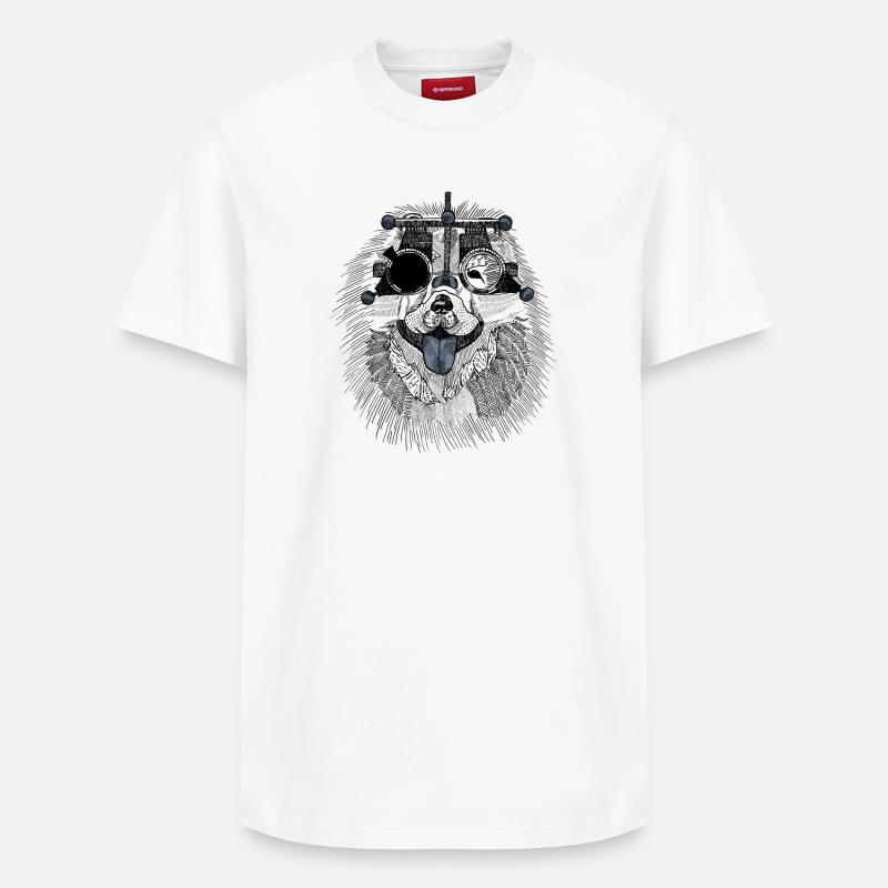 Chien optométriste avec lunettes d'essai - T-shirt unisexe décontracté en coton Supima – de SPREAD - blanc