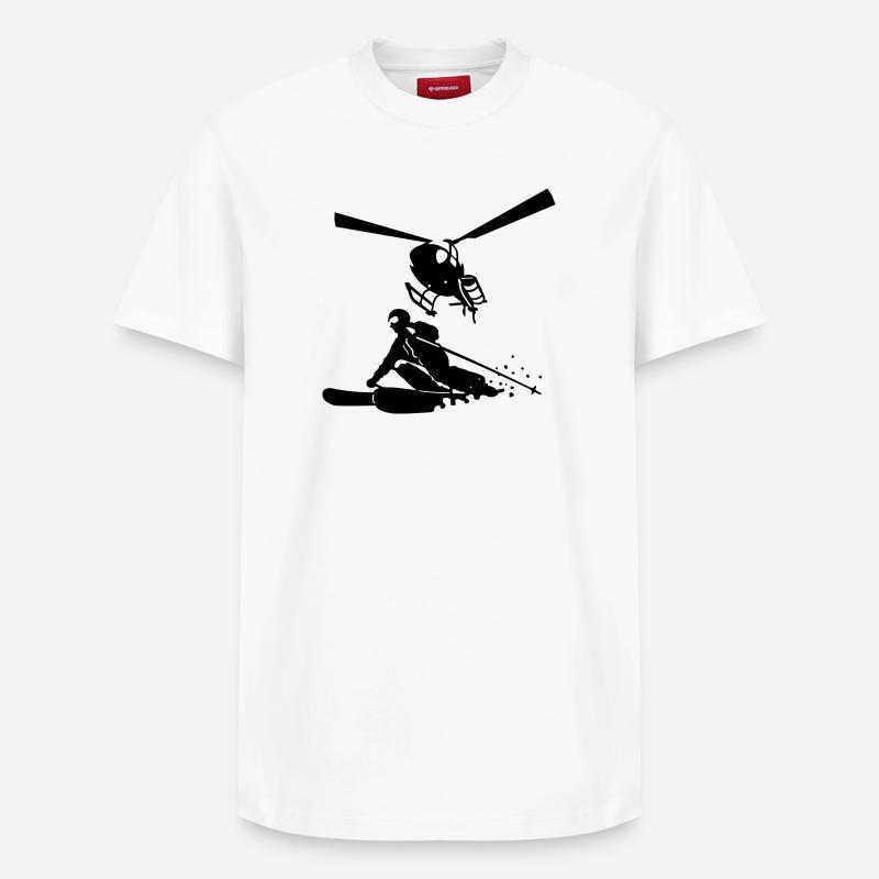 Heliskiing - T-shirt unisexe décontracté en coton Supima – de SPREAD - blanc