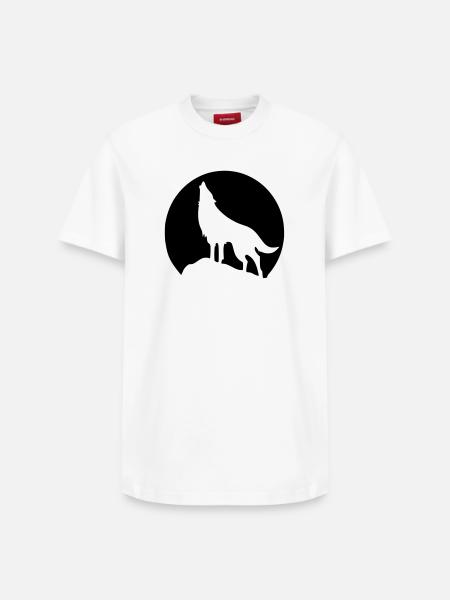 Wolf - Mond - Relaxed Unisex Supima Cotton T-Shirt – von SPREAD - Weiß
