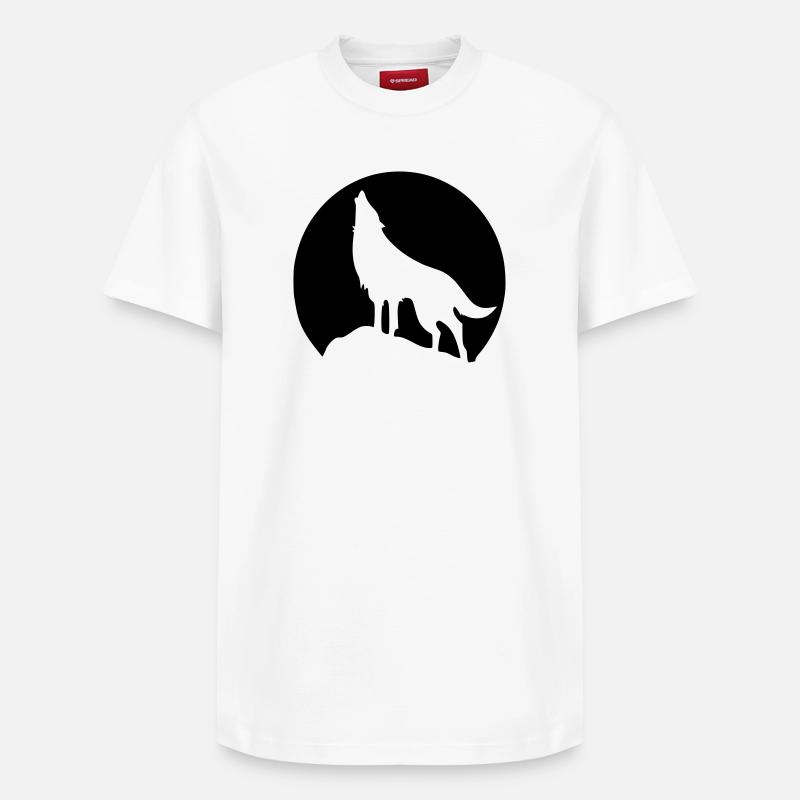 Wolf - Mond - Relaxed Unisex Supima Cotton T-Shirt – von SPREAD - Weiß