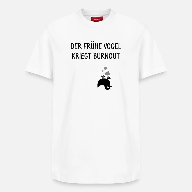 Le lève-tôt est brûlé - T-shirt unisexe décontracté en coton Supima – de SPREAD - blanc