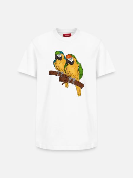 perroquets - T-shirt unisexe décontracté en coton Supima – de SPREAD - blanc