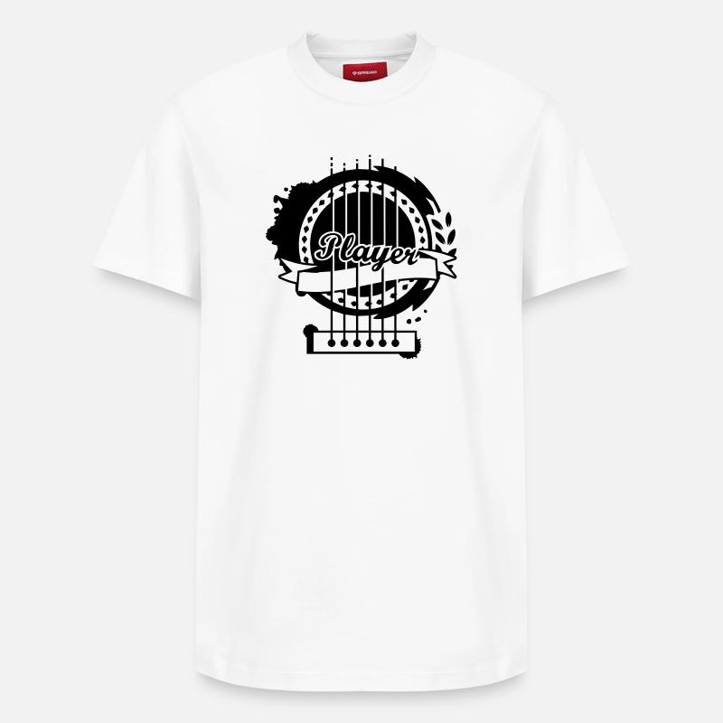 Schallloch einer Gitarre - Relaxed Unisex Supima Cotton T-Shirt – von SPREAD - Weiß
