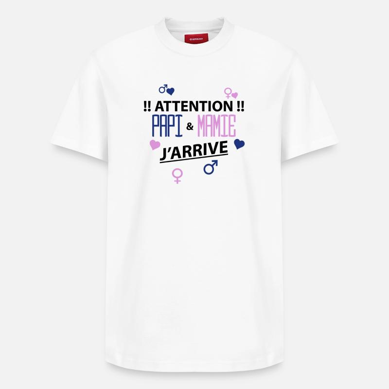 papi mamie j'arrive - T-shirt unisexe décontracté en coton Supima – de SPREAD - blanc