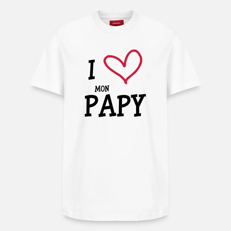 I Love mon Papy - T-shirt unisexe décontracté en coton Supima – de SPREAD - blanc