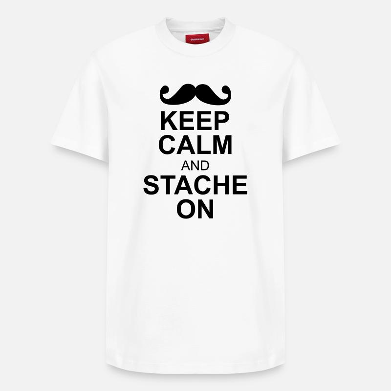 keep calm moustache - Relaxed Unisex Supima Cotton T-Shirt – von SPREAD - Weiß