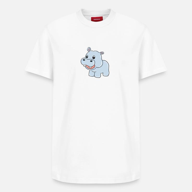 hippopotame - T-shirt unisexe décontracté en coton Supima – de SPREAD - blanc