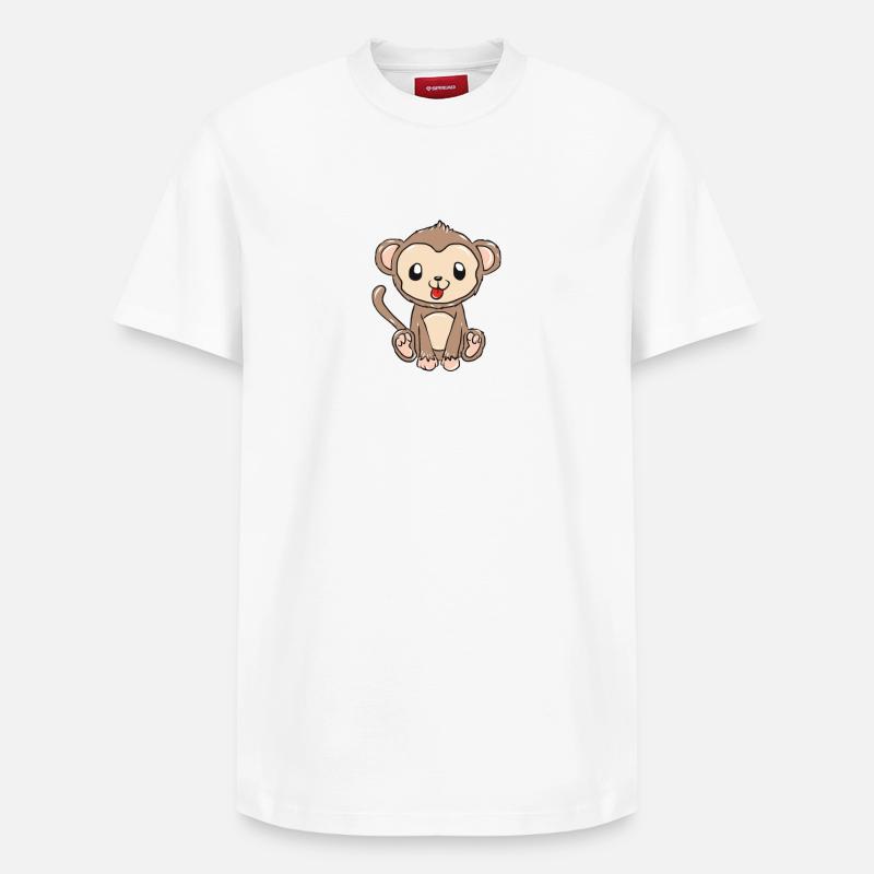 Affe - Relaxed Unisex Supima Cotton T-Shirt – von SPREAD - Weiß