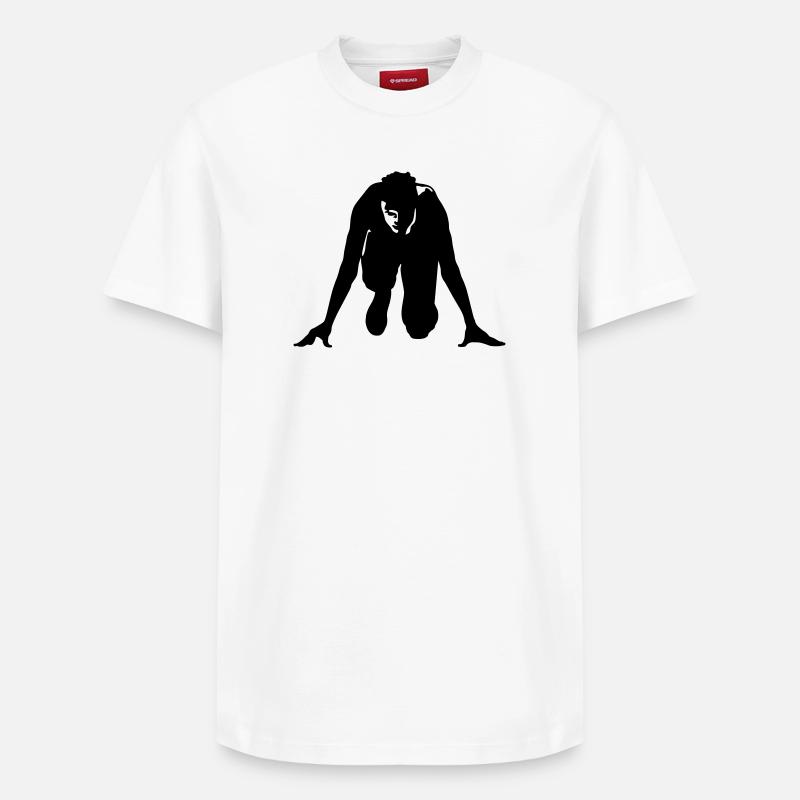 coureur start - T-shirt unisexe décontracté en coton Supima – de SPREAD - blanc